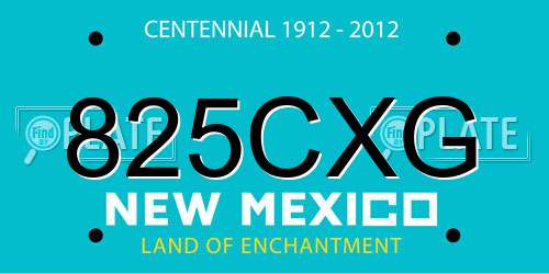 825CXG New Mexico License Plate