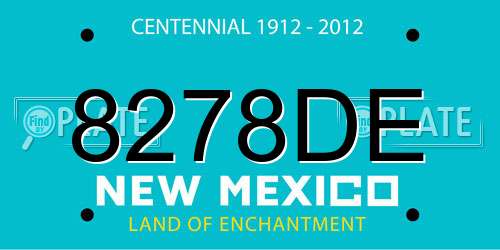 8278DE New Mexico License Plate