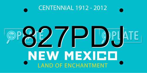 827PDJ New Mexico License Plate