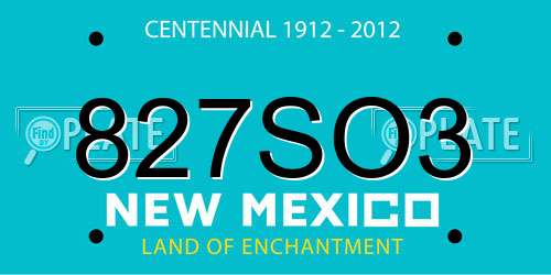 827SO3 New Mexico License Plate