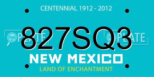 827SQ3 New Mexico License Plate