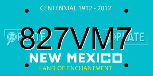 827VM7 New Mexico License Plate