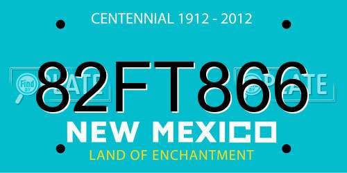 82FT866 New Mexico License Plate