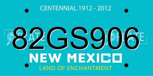 82GS906 New Mexico License Plate