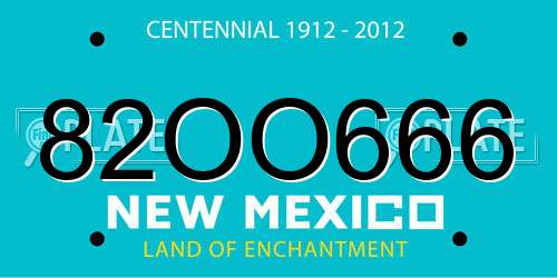 82OO666 New Mexico License Plate