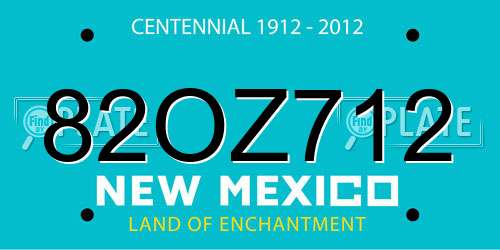82OZ712 New Mexico License Plate