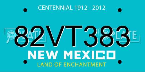 82VT383 New Mexico License Plate