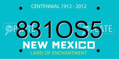 831OS5 New Mexico License Plate