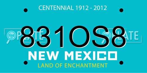 831OS8 New Mexico License Plate
