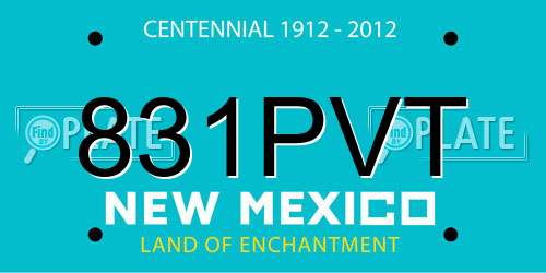831PVT New Mexico License Plate