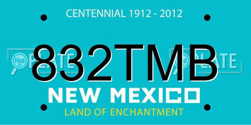832TMB New Mexico License Plate
