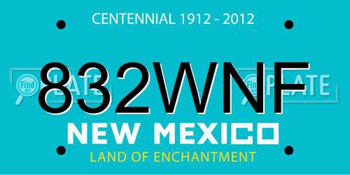 832WNF New Mexico License Plate