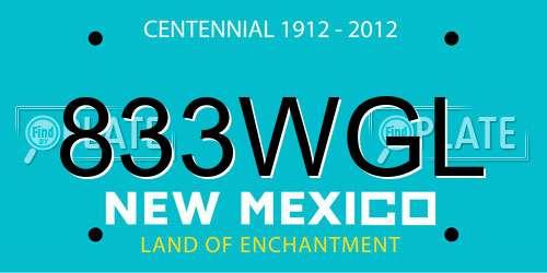 833WGL New Mexico License Plate