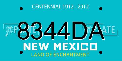 8344DA New Mexico License Plate