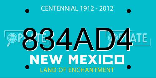 834AD4 New Mexico License Plate