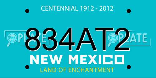 834AT2 New Mexico License Plate