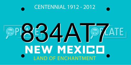 834AT7 New Mexico License Plate