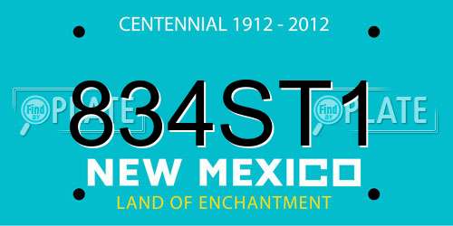834ST1 New Mexico License Plate