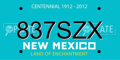 837SZX New Mexico License Plate