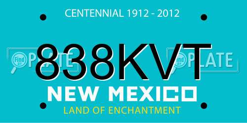 838KVT New Mexico License Plate