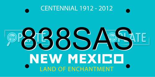 838SAS New Mexico License Plate