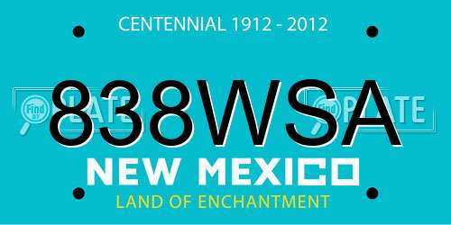 838WSA New Mexico License Plate