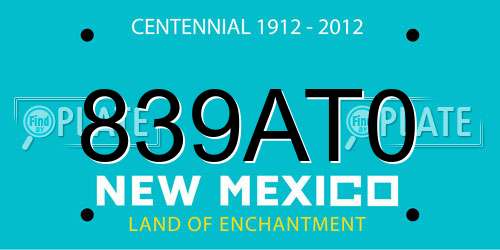 839AT0 New Mexico License Plate
