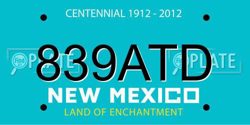 839ATD New Mexico License Plate