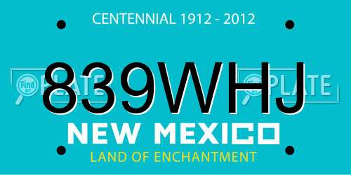 839WHJ New Mexico License Plate