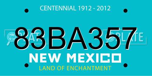 83BA357 New Mexico License Plate