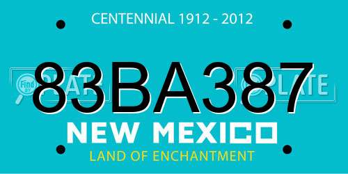 83BA387 New Mexico License Plate