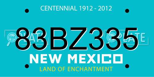 83BZ335 New Mexico License Plate