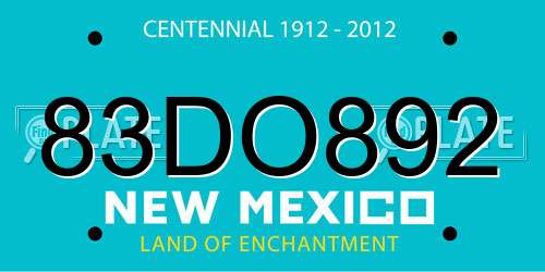83DO892 New Mexico License Plate
