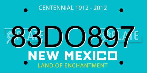 83DO897 New Mexico License Plate