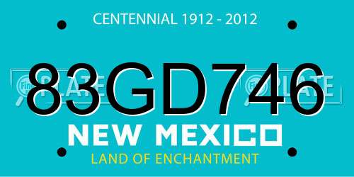 83GD746 New Mexico License Plate