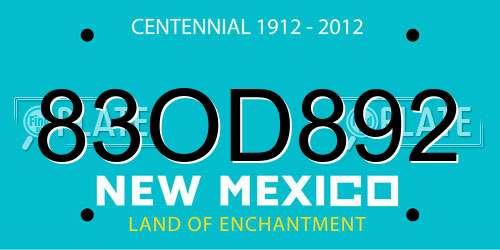 83OD892 New Mexico License Plate