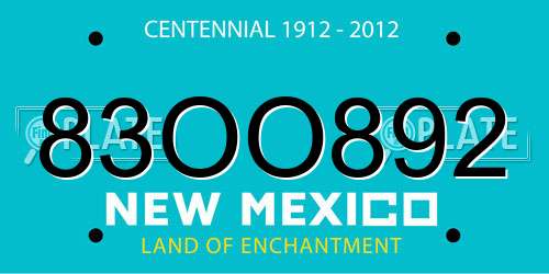 83OO892 New Mexico License Plate