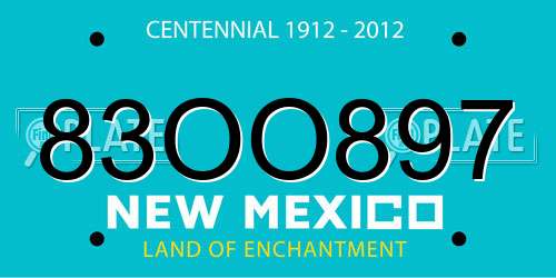83OO897 New Mexico License Plate