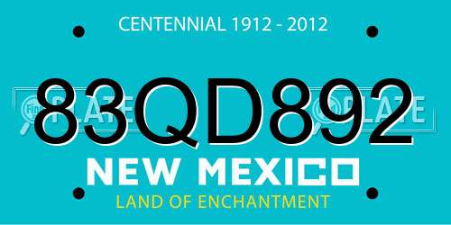 83QD892 New Mexico License Plate