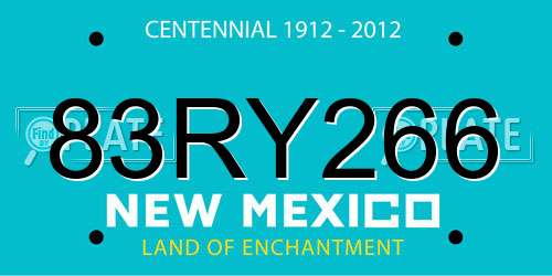 83RY266 New Mexico License Plate