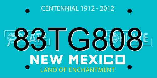83TG808 New Mexico License Plate