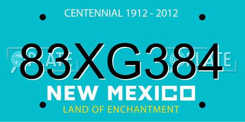 83XG384 New Mexico License Plate