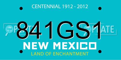 841GS1 New Mexico License Plate