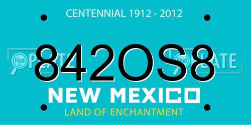 842OS8 New Mexico License Plate