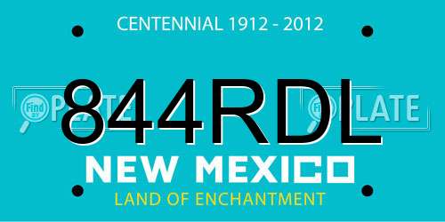 844RDL New Mexico License Plate