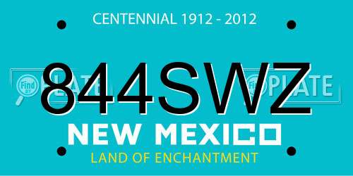 844SWZ New Mexico License Plate