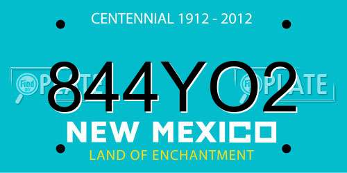844YO2 New Mexico License Plate