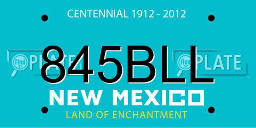 845BLL New Mexico License Plate