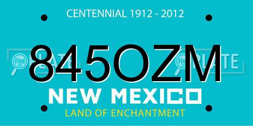 845OZM New Mexico License Plate