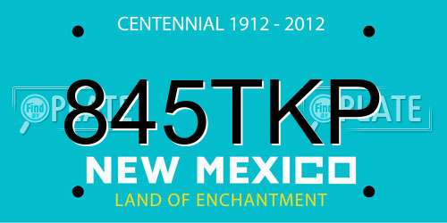 845TKP New Mexico License Plate